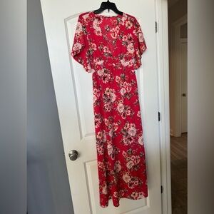 Bailey blue coral floral maxi dress with kimono sleeve size M